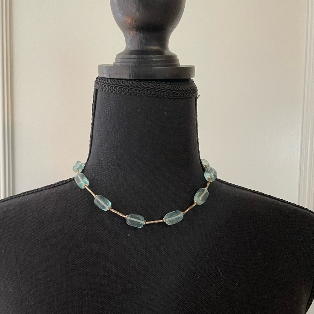 Necklace. Blue glass with silver.